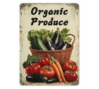 AUOQKQUT Farmhouse Metal Tin Sign Produce Food Wall Decor Retro Fresh Veggies Plaque for Kitchen Restaurant Home Market 8 X 12 inch