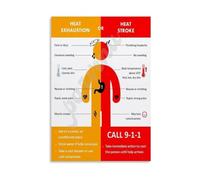 AUOQKQUT First Aid Knowledge Poster Heat Metal Sign 12x8 Inch | Heat stroke exhaustion guide for living room bedroom wall decor