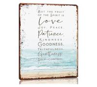 AUOQKQUT Fruit of the Metal Tin Sign Galatians 5:22 Wall-Art for Beach House Nursery Home Living Room Decor 8 X 12 in