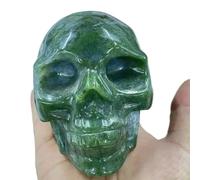 AUOQKQUT Green Fluorite Stone Bone Witchcraft Skull Crystal Home Decor(300-450g)
