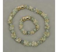 AUOQKQUT Green Prehnite Quartz Real Gems Stone Necklace Bracelet Sets For Lady Gifts (Jewelry sets)