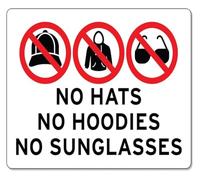 AUOQKQUT No Shades Allowed Sign No Caps No Hoodies Vintage Metal 8x12 Inch | Adds character to barbershop entrance tattoo parlor or salon wall