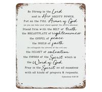 AUOQKQUT Put On Armor Metal Sign Vintage Decor Gift 12x8 Inch | Encouraging scripture without promotional words Charming weathered finish for cabins