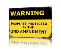 AUOQKQUT Retro Property Protected By The 2nd Amendment Tin Sign Second Amendment Novelty Wall Decor For Home Office Den 8 X 12 inch
