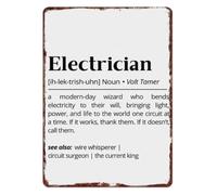 AUOQKQUT Sparks Fly Electrician Funny Tin Sign 12x8 Inch | Quirky occupational definition livens up college dorm lobby or lounge area