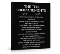 AUOQKQUT The Ten Commandments Print on Canvas - Spiritual Wall Art for Christian Households, Perfect for Meditation Space Framed,16x24inch(40x60cm)