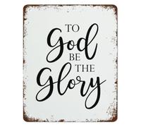 AUOQKQUT To God Be the Glory Metal Tin Sign Vintage Wall Decor Religious Quote for Living Room Kitchen Bar Cafe Gift Inspirational 8 X 12 in