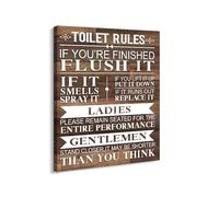 AUOQKQUT Unspoken Bathroom Rules Art, Rustic Funny Canvas for Guest Suite, Camp, Airbnb Rental, Conversation Starter Decor Unframed,12x18inch(30x45cm)