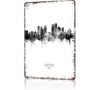 AUOQKQUT Vintage Dayton Ohio Skyline Metal Sign Retro City Wall-Art for Man Cave Bar Garage Home Decor 8 X 12 in