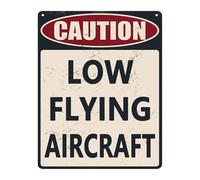 AUOQKQUT Vintage Metal Tin Sign Caution Low Flying Aircraft Funny Pilot Warning Novelty Wall Decor For Garage Workshop Man Cave 8 X 12 inch