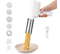 AUORUSI Máquina de Pasta Eléctrica,Aleación de aluminio maquina pasta fresca 2000 mAh con 5 accesorios,Inalámbrico maquina pasta,Desmontable Pasta Maker(Blanco)