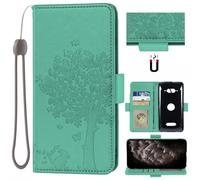 Auotu Funda Billetera Carcasa Caso Flip PU Cuero Magnetico Case Caja Cover para Crosscall Core M5 Smartphone (Verde with Árbol Pattern)