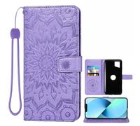 Auotu Funda Billetera Carcasa Caso Flip PU Cuero Magnetico Case Caja Cover para Crosscall Stellar M6 / M6E Smartphone (Morado with Flores Pattern)