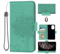 Auotu Funda Billetera Carcasa Caso Flip PU Cuero Magnetico Case Caja Cover para Doro 8100 / Doro 8100 Plus/Doro 8110 / Doro 8110 Plus Smartphone (Verde with Árbol Pattern)