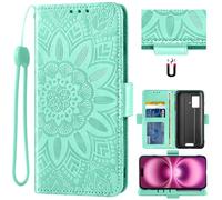 Auotu Funda Carcasa Caso Flip PU Cuero Magnetico Case Caja Cover para Blackview BV4800 / Blackview BV4800 Pro / BV4800 SE Smartphone (Verde with Flores Pattern)