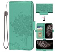 Auotu Funda Carcasa Caso Flip PU Cuero Magnetico Case Caja Cover para Ulefone Note 19 Smartphone (Verde with Árbol Pattern)