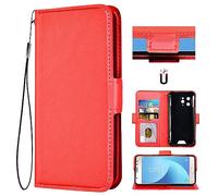 Auotu Funda with protección de la cámara Billetera Carcasa Caso Flip PU Cuero Case Caja Cover para Blackview BV5300 / BV5300 Pro/Oscal S70 / S70 Pro/Blackview BV5300 Plus Smartphone (Rojo)