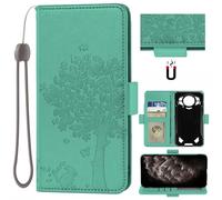 Auotu Funda with protección de la cámara Billetera Carcasa Caso Flip PU Cuero Magnetico Case Caja Cover para DOOGEE S200 / DOOGEE S200 X 5G Smartphone (Verde with Árbol Pattern)