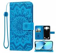 Auotu Funda with protección de la cámara Billetera Carcasa Caso Flip PU Cuero Magnetico Case Caja Cover para DOOGEE S200 / DOOGEE S200 X 5G Smartphone (Azul with Flores Pattern)