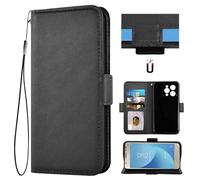 Auotu Funda with protección de la cámara Billetera Carcasa Caso Flip PU Cuero Magnetico Case Caja Cover para DOOGEE N55 Pro/DOOGEE N55 / DOOGEE N55 Plus Smartphone (Negro)