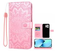 Auotu Funda with protección de la cámara Billetera Carcasa Caso Flip PU Cuero Magnetico Case Caja Cover para DOOGEE N55 Pro/DOOGEE N55 / DOOGEE N55 Plus Smartphone (Rosa with Flores Pattern)