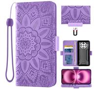 Auotu Funda with protección de la cámara Billetera Carcasa Caso Flip PU Cuero Magnetico Case Caja Cover para Cubot Kingkong Ace 5 Smartphone (Morado with Flores Pattern)