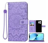 Auotu Funda with protección de la cámara Billetera Carcasa Caso Flip PU Cuero Magnetico Case Caja Cover para DOOGEE N55 Pro/DOOGEE N55 / DOOGEE N55 Plus Smartphone (Morado with Flores Pattern)