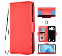 Auotu Funda with protección de la cámara Billetera Carcasa Caso Flip PU Cuero Magnetico Case Caja Cover para DOOGEE S200 / DOOGEE S200 X 5G Smartphone (Rojo)