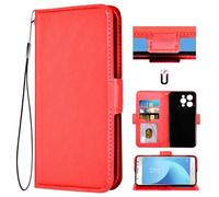 Auotu Funda with protección de la cámara Billetera Carcasa Caso Flip PU Cuero Magnetico Case Caja Cover para DOOGEE N55 Pro/DOOGEE N55 / DOOGEE N55 Plus Smartphone (Rojo)