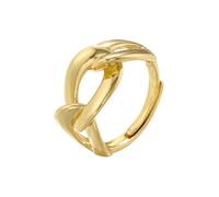 AUOU 1 anillo de cadena de color dorado para mujer, de latón, apertura suave, ajustable, hip hop, para hombre, Piedra