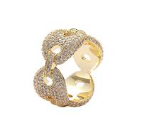 AUOU 1 anillo de nariz de cerdo con microincrustaciones de grano de café para hombre, Piedra