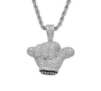 AUOU 1 colgante de gesto de hip hop europeo y americano con collar de circonita, Piedra