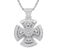 AUOU 1 colgante de molino de viento giratorio europeo y americano chapado en oro con circonita hip hop para hombre, Piedra