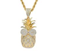 AUOU 1 colgante de piña, collar de hip hop de estilo urbano europeo y americano, Piedra