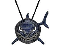 AUOU 1 colgante de tiburón grande, collar de cadena cubana de hip-hop europeo y americano, Piedra