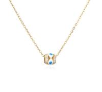 AUOU 1 collar con colgante de circonita cúbica azul contra el mal de ojo, cadena de acero inoxidable chapado en oro, collar gótico, Piedra