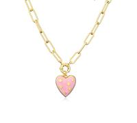 AUOU 1 collar con colgante de corazón de estrella para mujer, chapado en oro, gargantilla de color, Piedra