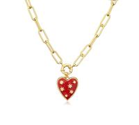 AUOU 1 collar con colgante de corazón de estrella para mujer, chapado en oro, gargantilla de color, Piedra