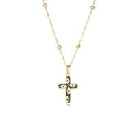 AUOU 1 collar con colgante de cruz esmaltada colorida de latón chapado en oro, gargantilla cristiana contra el mal de ojo para mujer, Piedra