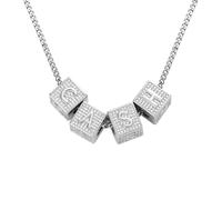AUOU 1 collar con colgante de dados de letra cuadrada, estilo hip-hop, letras opcionales, Piedra