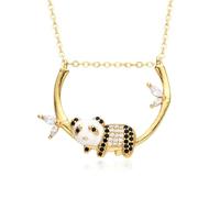 AUOU 1 collar con colgante de dinosaurio de circonita colorida con incrustaciones de cobre europeo y americano chapado en oro, accesorios para mujer, Piedra