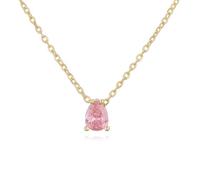 AUOU 1 collar de cadena con colgante de circonita en forma de lágrima chapado en oro para mujer, Piedra