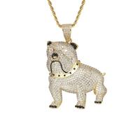 AUOU 1 collar de circonita con colgante de perro Bago Haba europeo y americano para hombre, Piedra