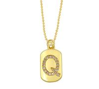 AUOU 1 collar de color dorado decorado con cadena de cuentas del alfabeto y letras con iniciales para mujer, circonita de cobre con la primera letra, regalos de fiesta, Piedra