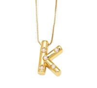 AUOU 1 collar de perlas blancas con letras de burbujas para mujer, chapado en oro, cadena de caja, collar con inicial, Piedra