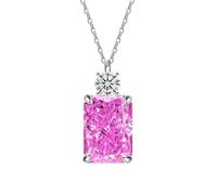 AUOU 1 collar rectangular de plata con colgante azul tostado profundo para mujer, Piedra