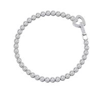 AUOU 1 pulsera con hebilla en forma de corazón con incrustaciones de circonita plateada para mujer, Piedra