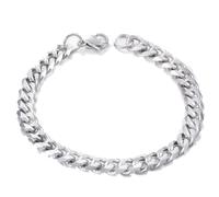 AUOU 1 pulsera de acero inoxidable de color dorado para hombres y mujeres, Piedra