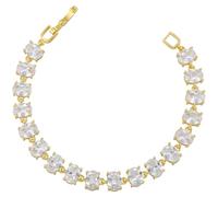 AUOU 1 pulsera de arco iris para mujer, circonita cúbica, ovalada, para hombre, latón chapado en oro, Piedra