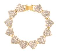 AUOU 1 pulsera de cadena cubana con diamantes de imitación para mujer, Piedra